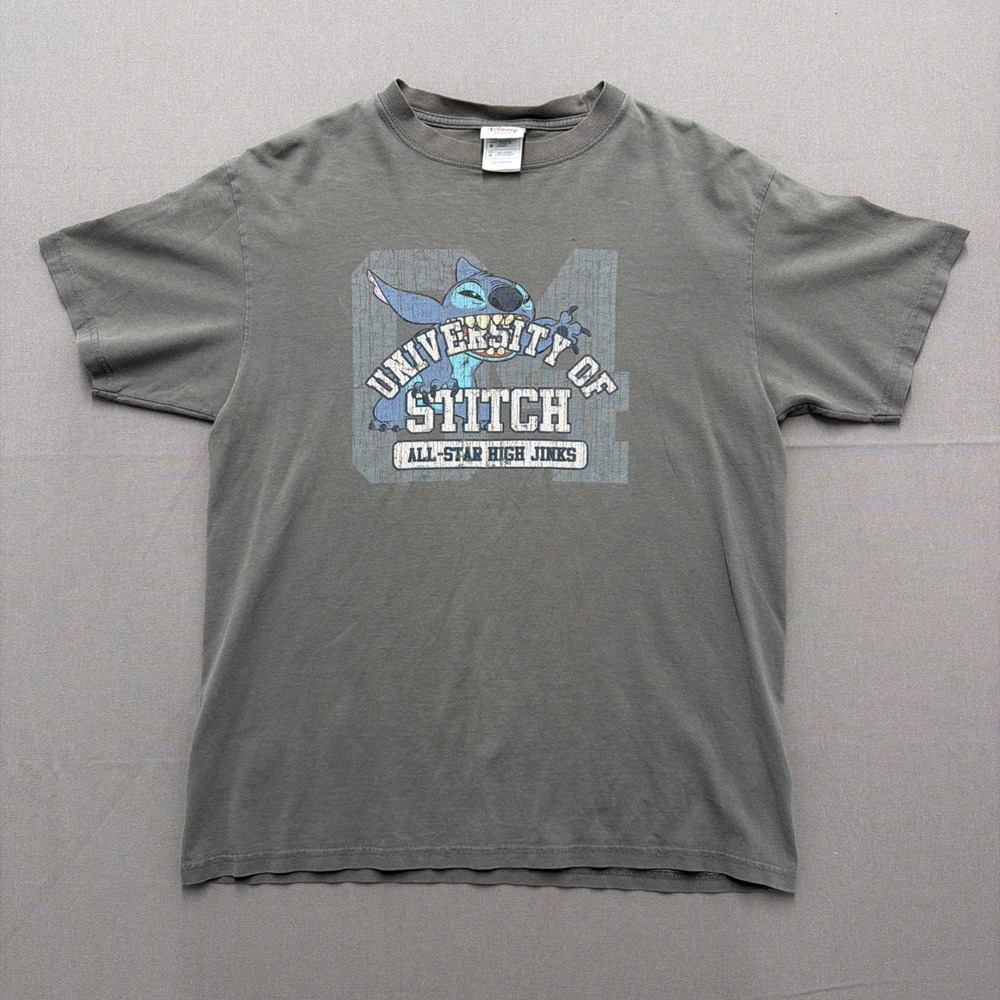 Vintage Disney Store University Of Stitch T-shirt, Men M LILO & STITCH